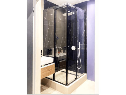 Раздвижная угловая перегородка для душа из стекла
