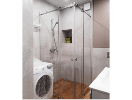 Раздвижная душевая перегородка с креплением на пол фото