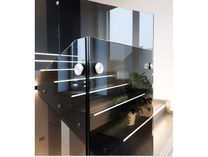 Ограждение лестницы на точках в графитовом цвете