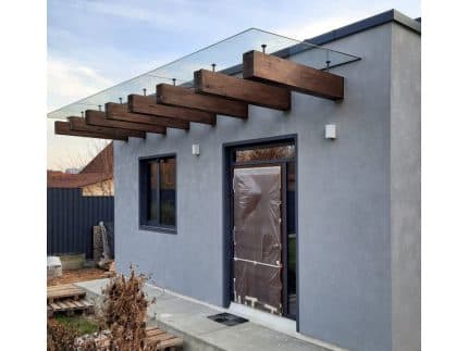 Навес из закаленного прозрачного стекла фото